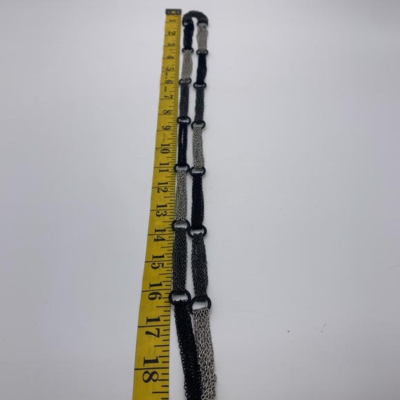 Long Necklace Chain Mesh Link & Hoops Silver Black Gray Tone Gun Metal Multi 20” - Picture 9 of 10